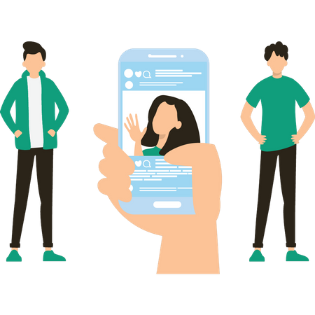 Boys are using social media  Illustration