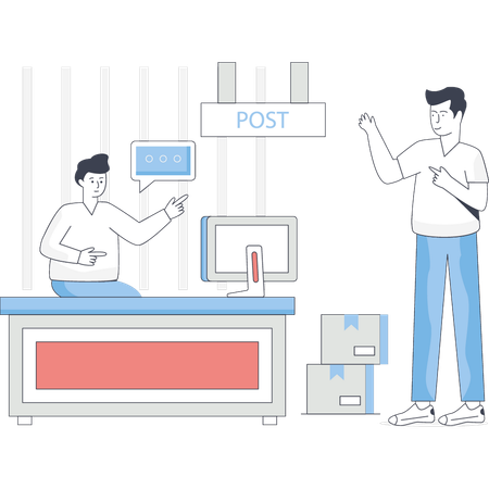 Boys are verifies product after deliver boxes  Illustration