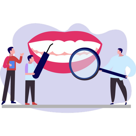 Boys are whitening the teeth  Illustration