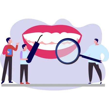 Boys are whitening the teeth  Illustration