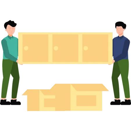 Boys carrying furniture  Illustration