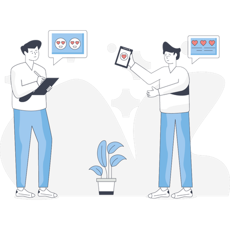Boys chatting on social media app  Illustration