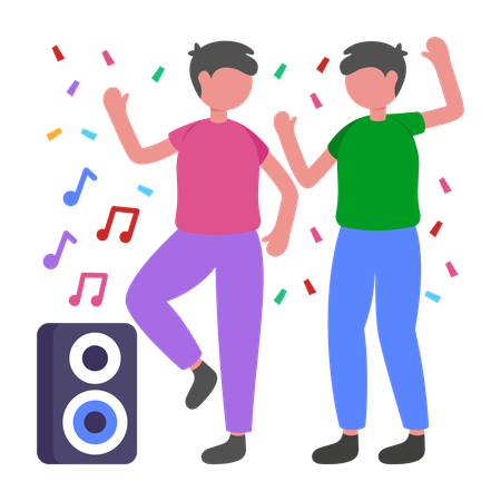 Boys Dancing at party  Illustration