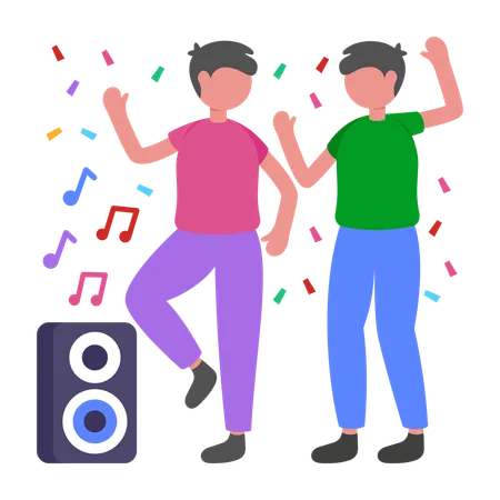 Boys Dancing at party  Illustration