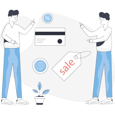 Boys  dcuss about credit sale  Illustration