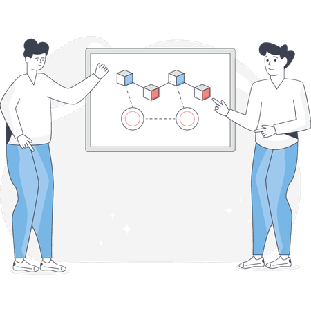 Boys Discuss About Crypto Currency Blockchain  Illustration
