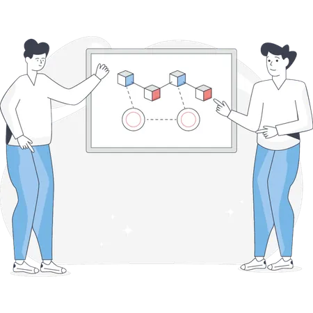 Boys Discuss About Crypto Currency Blockchain  Illustration