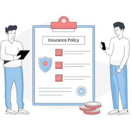 Boys discussing about company insurance policy  Illustration