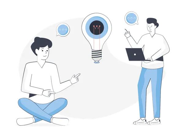 Boys Discussing About New Business  Illustration