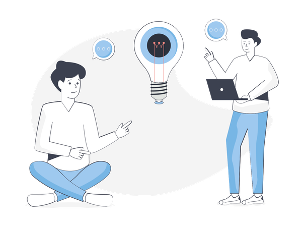 Boys Discussing About New Business  Illustration