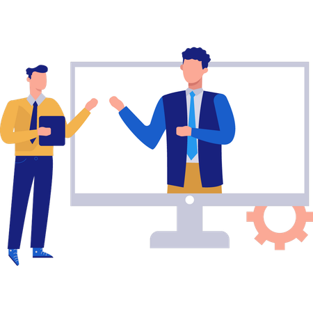 Boys discussing online business  Illustration