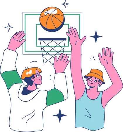 Boys doing basketball practice  Illustration