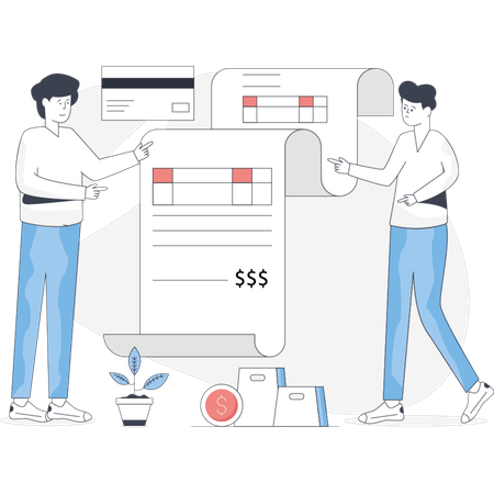 Boys  doing bill payment with card  Illustration