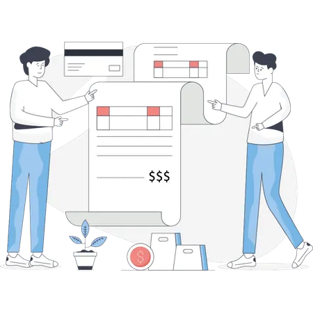 Boys  doing bill payment with card  Illustration