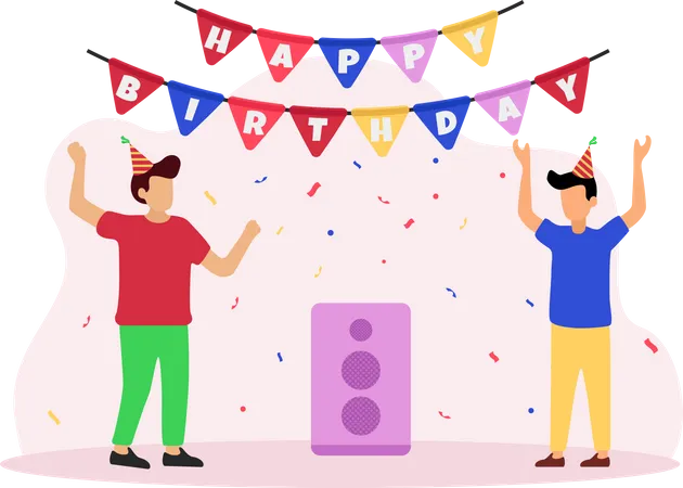 Boys doing Birthday Party  Illustration