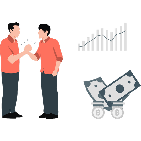 Boys doing bitcoin analysis  Illustration