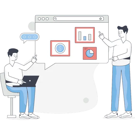 Boys doing business data analytics  Illustration