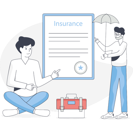 Boys doing business insurance  Illustration