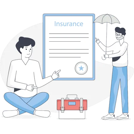 Boys doing business insurance  Illustration