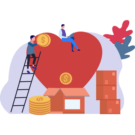Boys Doing Charity Work  Illustration
