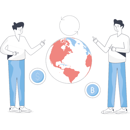Boys doing currency exchange  Illustration