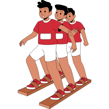 Jungs machen Clog-Rennen  Illustration