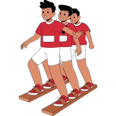 Jungs machen Clog-Rennen  Illustration