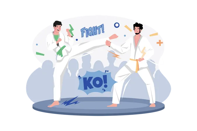 Boys doing karate training  Illustration