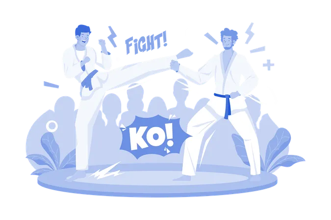 Boys doing karate training  Illustration