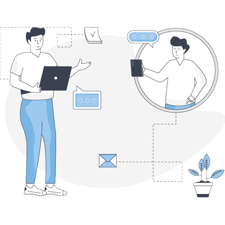 Boys doing online consulting  Illustration