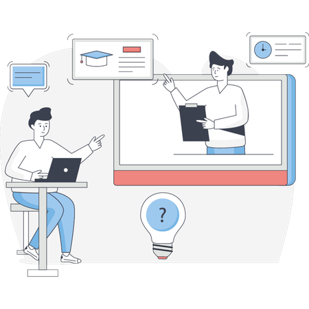 Boys Doing Online Meeting  Illustration