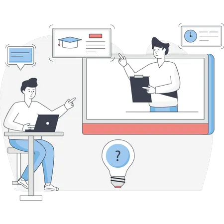 Boys Doing Online Meeting  Illustration