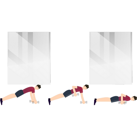 Boys doing push-ups  Illustration