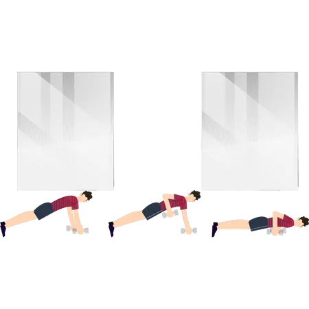 Boys doing push-ups  Illustration