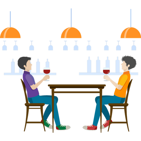 Boys drinking wine  Illustration