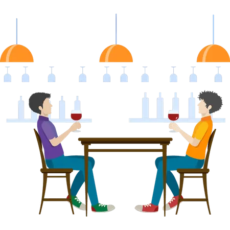 Boys drinking wine  Illustration