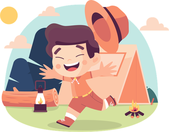 Boys enjoy camping  Illustration