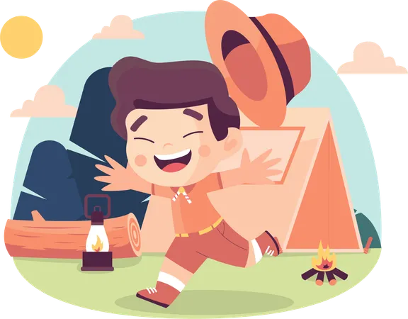 Boys enjoy camping  Illustration