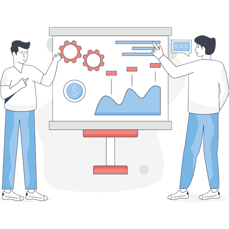 Boys explaining online business communication  Illustration