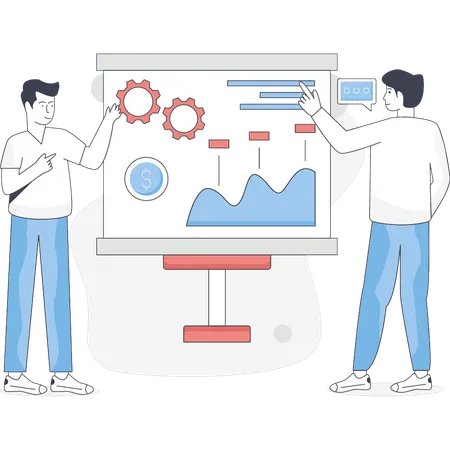 Boys explaining online business communication  Illustration