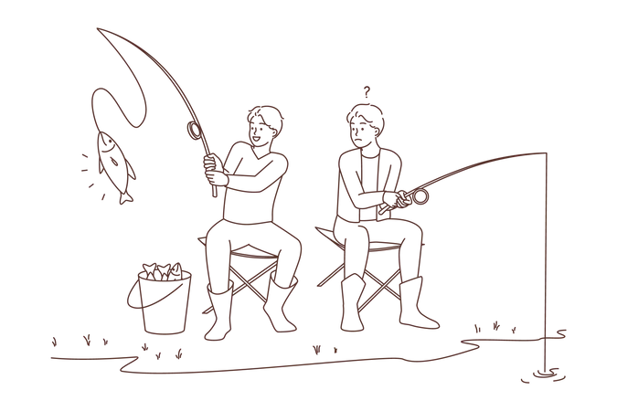 Boys fishing  Illustration