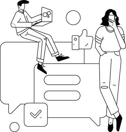 Boys giving Online Feedback  Illustration