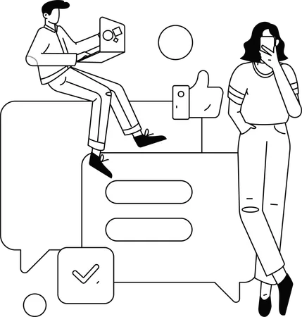Boys giving Online Feedback  Illustration