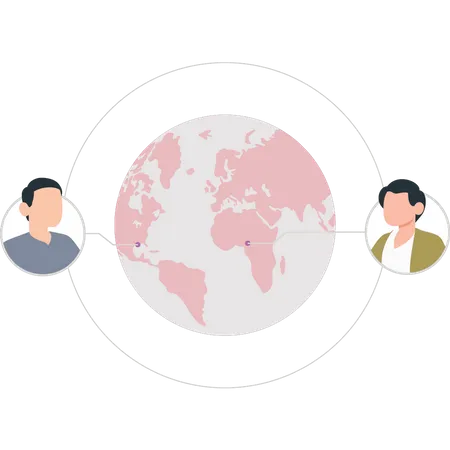 Boys globally connected  Illustration