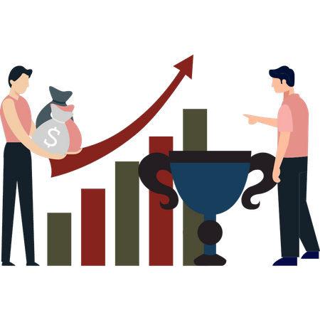 Boys growing  business graph  Illustration