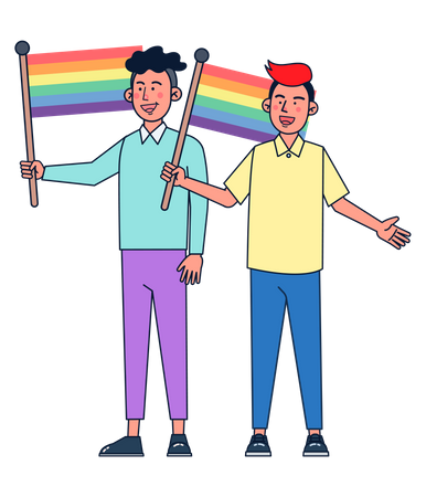 Boys holding LGBT Flags Illustration
