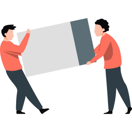 Boys holding parcel box  Illustration