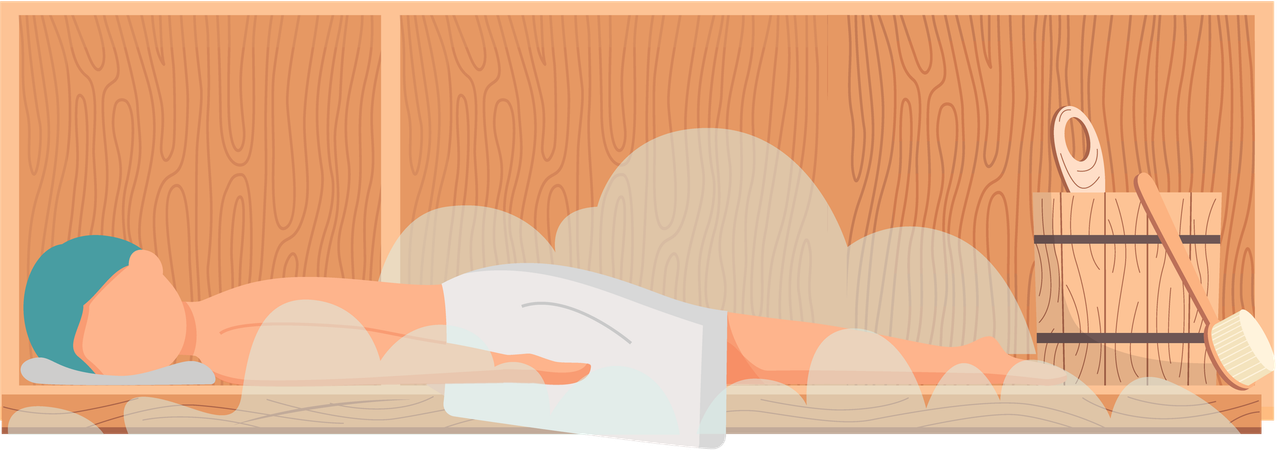 Boys in sauna  Illustration