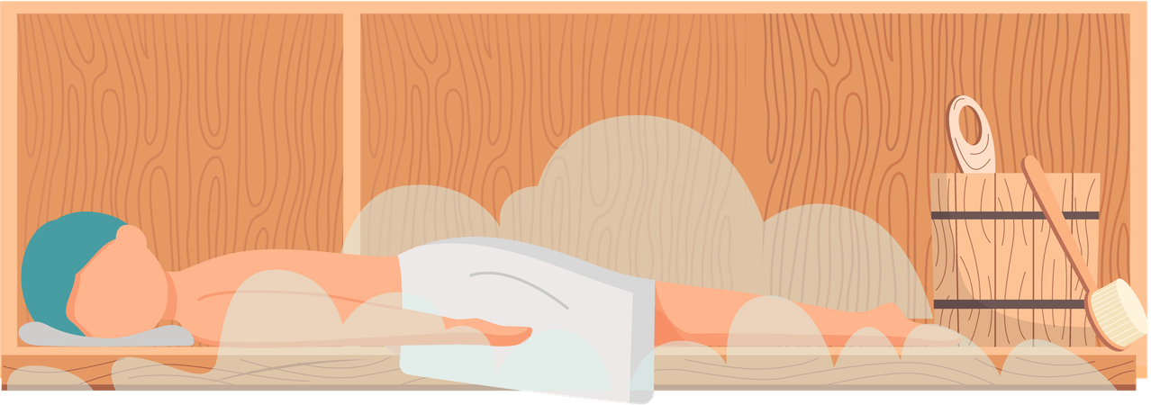 Boys in sauna  Illustration