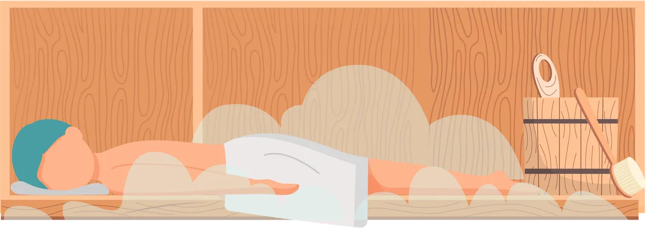 Boys in sauna  Illustration